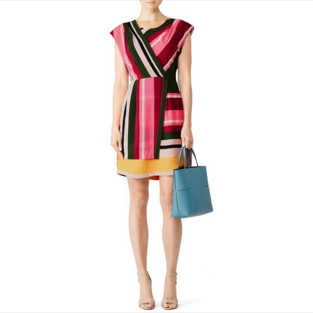 Slate & Willow 100% Silk Striped Sheath Dress Size 2